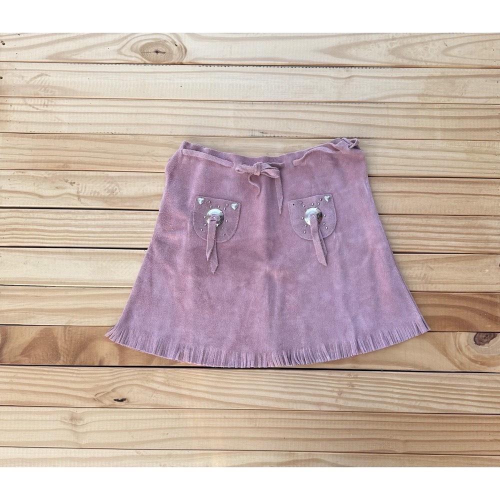M&F‎ Childrens Western Cowgirl Pink Leather Skirt Youth Large Little Outlaw